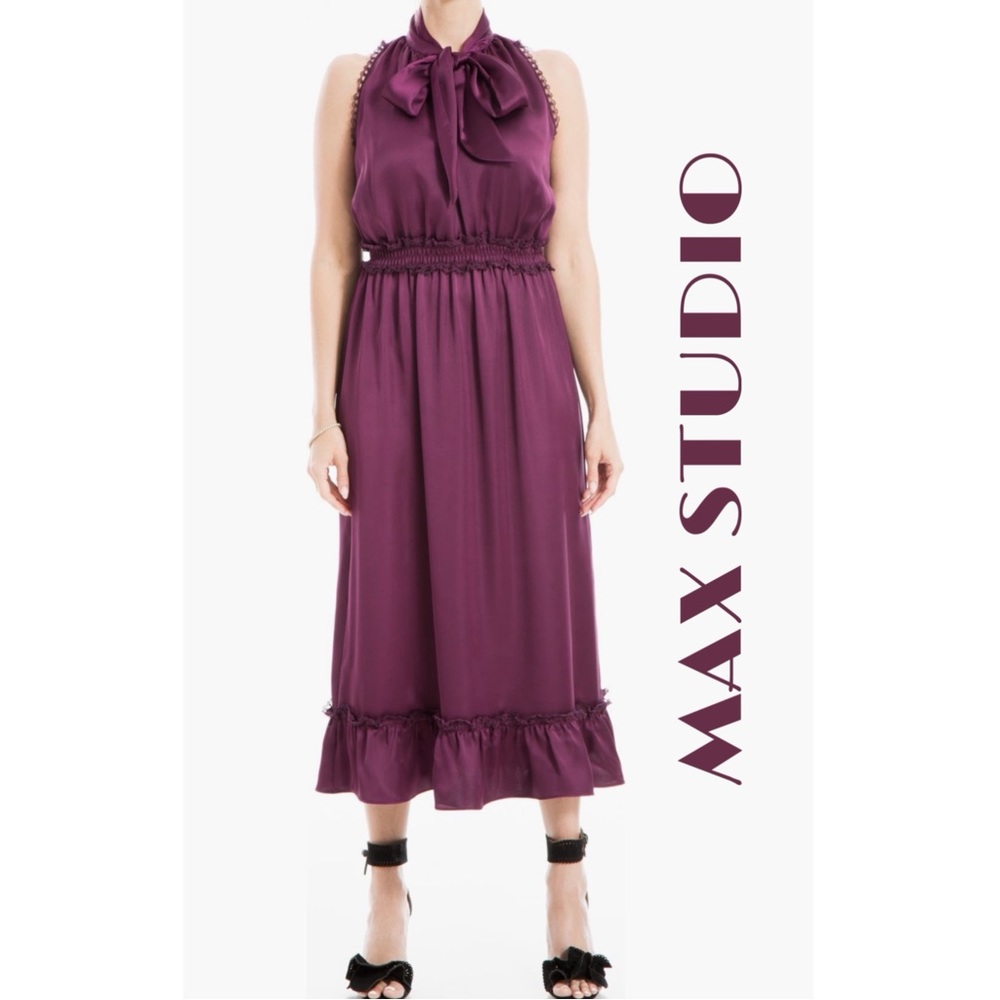 Max Studio | Satin Tie Neck Sleeveless Size M - Picture 1 of 11